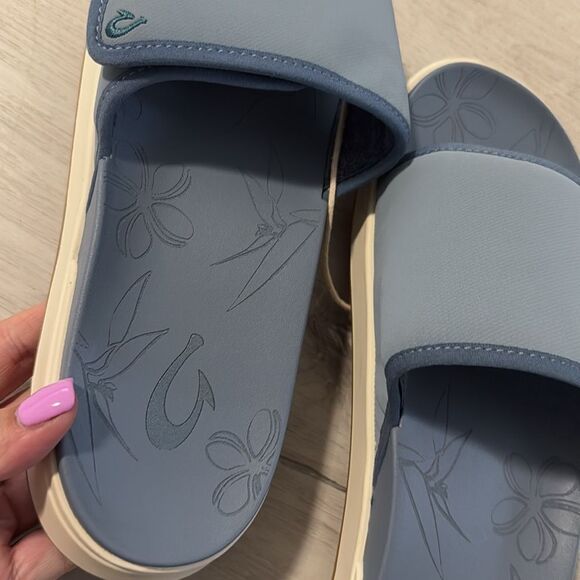 NWT- Olukai- NU’A ‘OLA- SEA ICE blue- slides- women’s size 10 - Picture 6 of 9